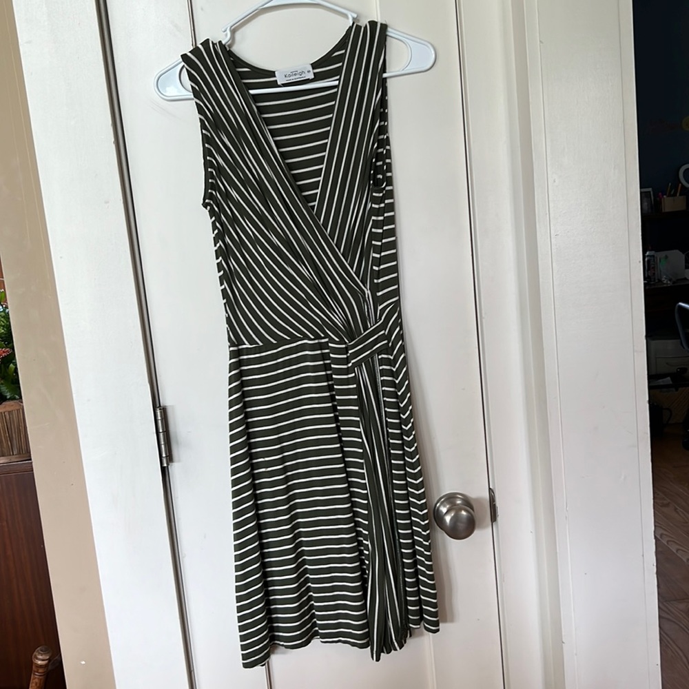 Kayleigh green and white striped dress